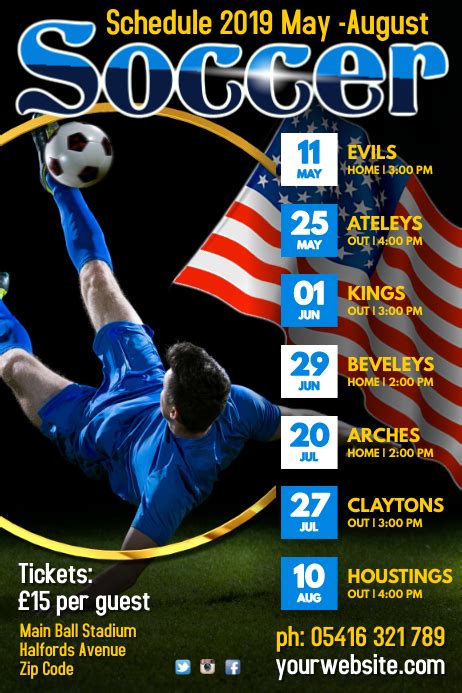 Soccer Team Schedule Template Postermywall