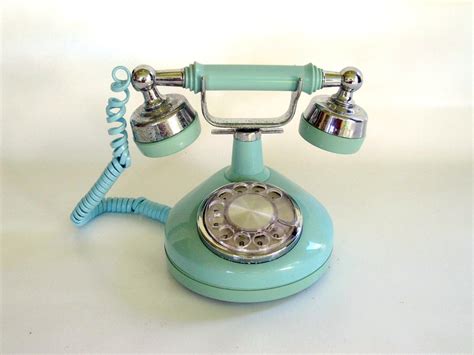 Vintage Blue Rotary Phone French Style Princess Phone