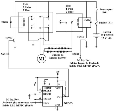 Diagrama Eléctrico Para Controlar El Motor Izquierdo Para Encender El