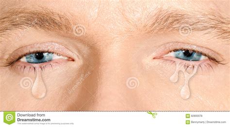 Crying Blue Eyes Stock Photo Image Of Drop Male Close 82800078