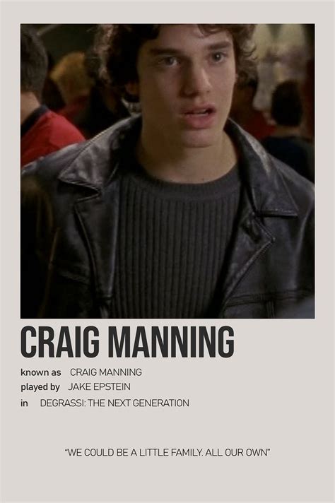 Craig Manning Minimalist Polaroid Poster Degrassi The Next Generation Degrassi Degrassi Seasons