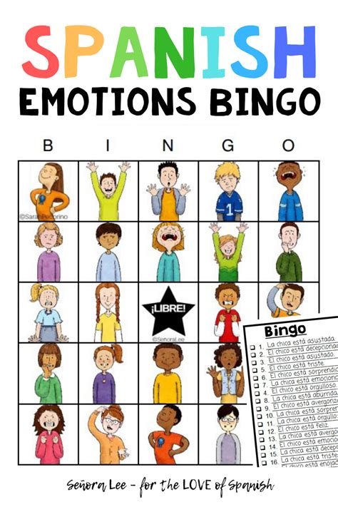 Spanish Feelings Emotions Lotería Bingo Game Adjectives Bilingual