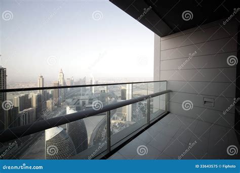 Balcony In Dubai Skyscraper Stock Image Image Of Business Building
