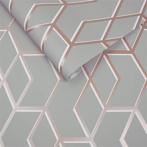Archetype Grey And Rose Gold Wallpaper Large Rose Gold Bedroom