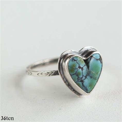 Turquoise Heart Ring In Sterling Silver Size 7 5 Turquoise Heart