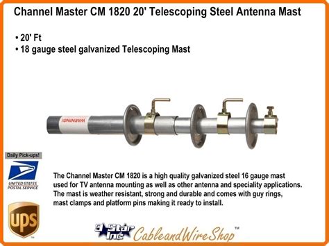 Channel Master Cm 1820 Telescopic Push Up 20 Foot 18 Awg Galvanized