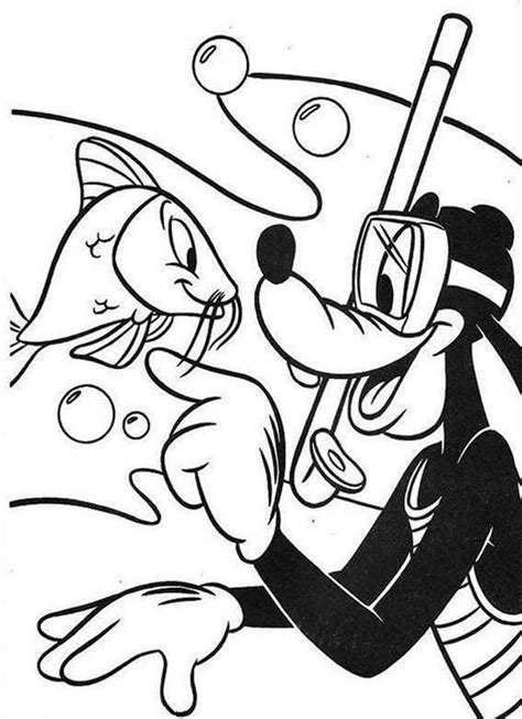 Mickey Mouse Safari Coloring Pages Goofy Snorkeling And Meet Beautiful