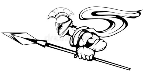 Spartan Battle Warrior Spear And Shield Stock Vector Illustration Of