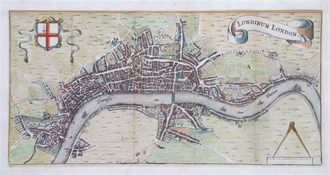 Scarce 17th Century Map Of London Rutger Hemannides 1661 Hand Coloured