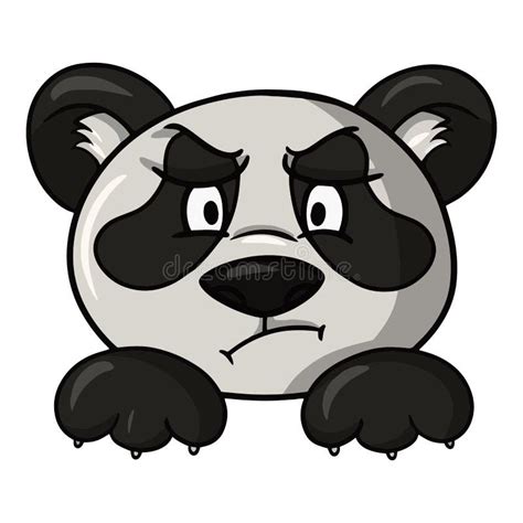 Panda Character Front View Animal Emotions Angry Panda Cartoon