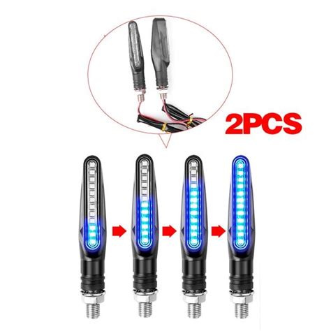 2PCS 12V Motorcycle Turn Signals Light LED Tail Flasher Flowing Water