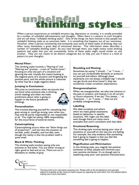 Unhelpful Thinking Styles Pdf Form Fill Out And Sign Printable Pdf