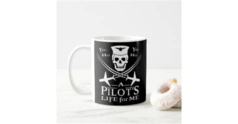 Funny Pilot Skull Cross Airplanes Pirate Humor Wh Coffee Mug Zazzle