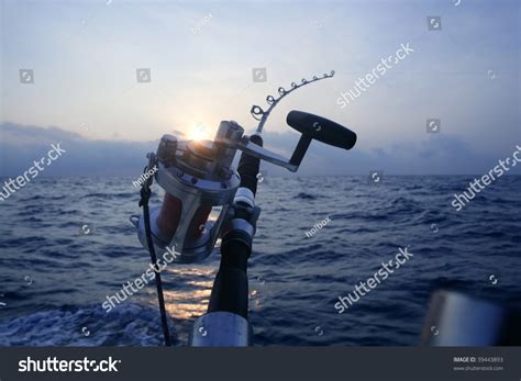 Big Game Boat Fishing In Deep Sea On Boat Stock Photo