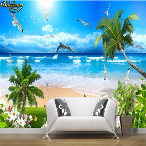 Beibehang 3d Stereoscopic Beach Sights Europe Tv Backdrop Wallpaper