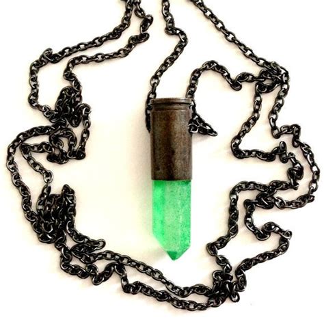 Kryptonite Emerald Green Aura Crystal Gunmetal Bullet By Hiyamoon 40