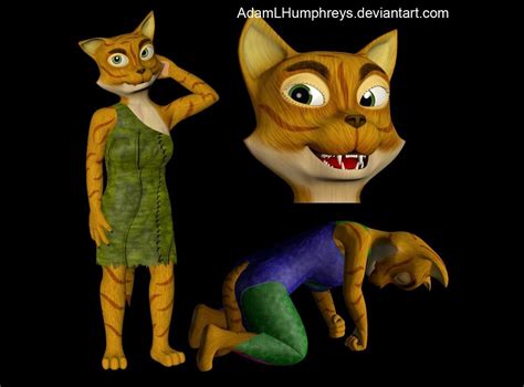 Anthro Female Cat Feline Rigged Cartoon T 3d Model Rigged Obj Fbx