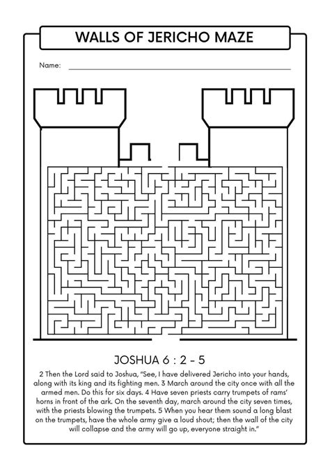 The Walls Of Jericho Castle Maze Free Bible Worksheets