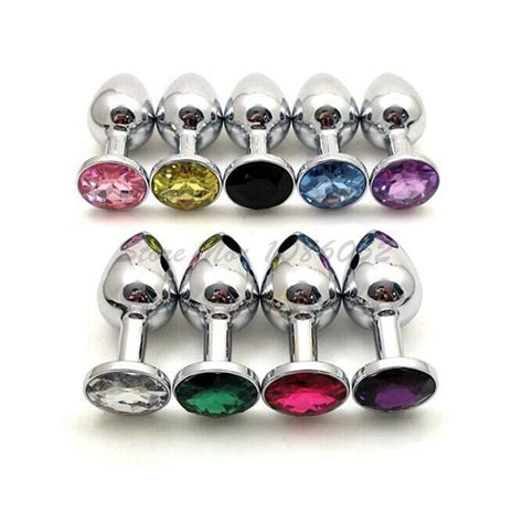 Smaller Size Stainless Steel Anal Plug Jeweled Colored Buttplug Anal Jewelry Metal Butt Plug