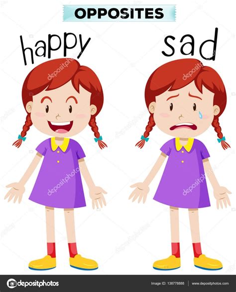 Opposite Words With Happy And Sad — Stock Vector