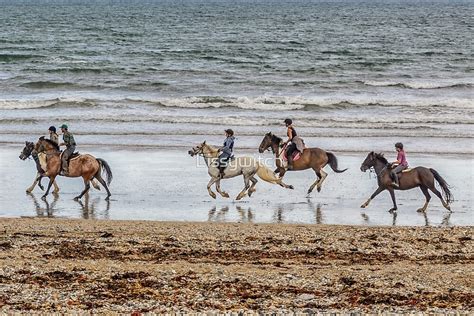 Sea Horses Canter Across The Sands At Marazion By Lissywitch