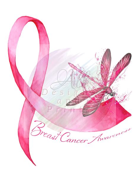 Breast Cancer Awareness Image For Heat Transfer Dragonfly Etsy
