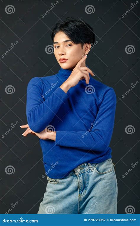 Portrait Isolated Cutout Studio Half Body Shot Of Asian Young Luxury