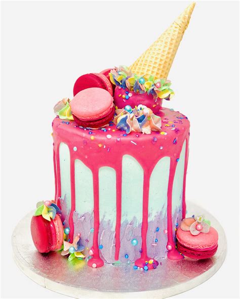 Ice Cream Cone Drip Cake Birthday Cakes French Macaroons Pastries