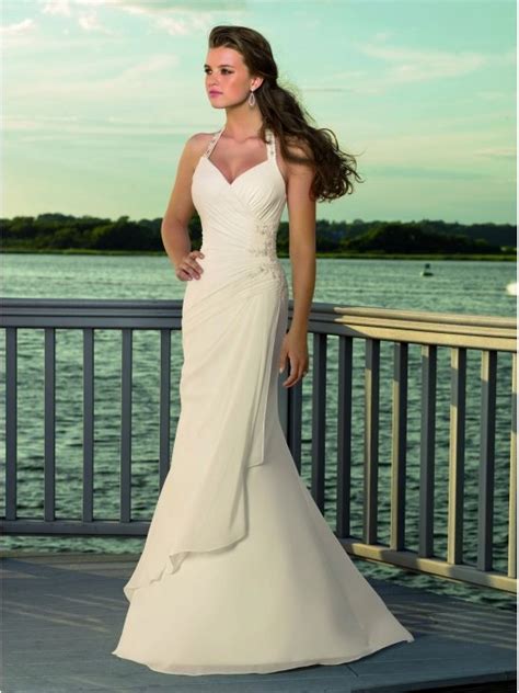 Einen wunderschönen beweis hierfür liefern wir euch heute und sind deswegen. Chiffon A-Linie Neckholder Sommer Strand Brautkleid ...