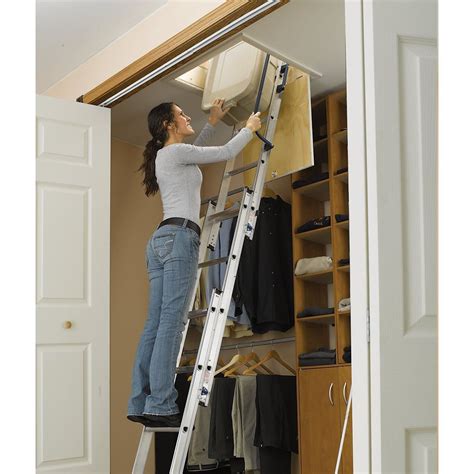 werner ladder aa1510 ladder aluminum attic 250 lb attic access werner telascoping amazon