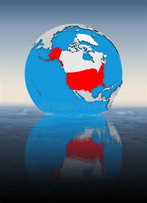 Usa On Globe In Water Stock Illustration Illustration Of Country