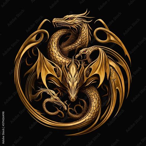 Golden Dragons As Emblem Of The House Targaryen Poster Of The Golden