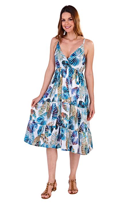 Pistachio Womens Crossover Poppy Tropical Print Cotton Midi Summer Evening Dress Ebay