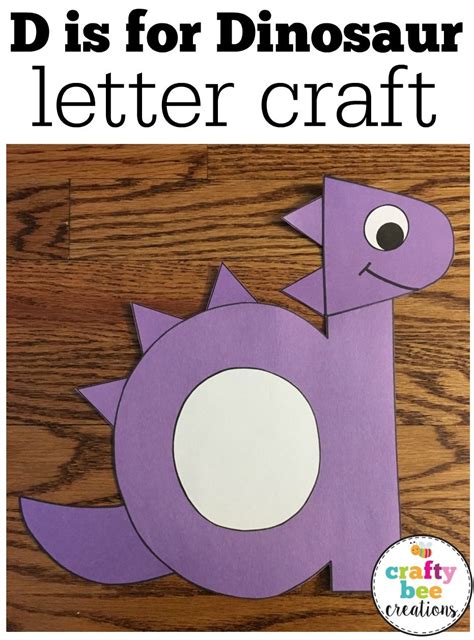 The Letter D Is For Dinosaur Craft With An Image Of A Purple Dinosaur On It