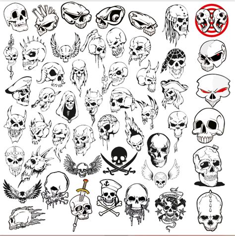 Vector Skulls Collection Free Dxf File For Free Download Vectors Art
