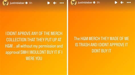 Justin Bieber Slams Handm For Selling Trash Merch Featuring His Face And Says Not To Buy It Narcity