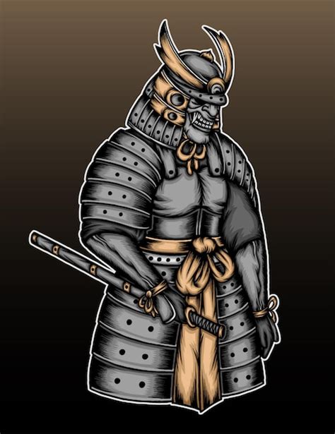 Premium Vector Grey Samurai Armor Illustration