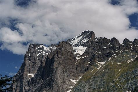 Beautiful Panorama Shot Of The Highest Mountains In The Swiss Alps