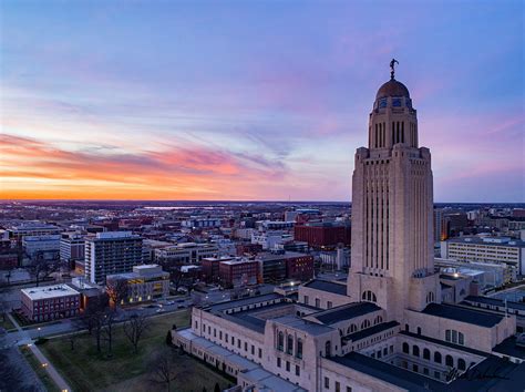 Nebraska State Capitol Building At Sunset Photograph By Mark Dahmke