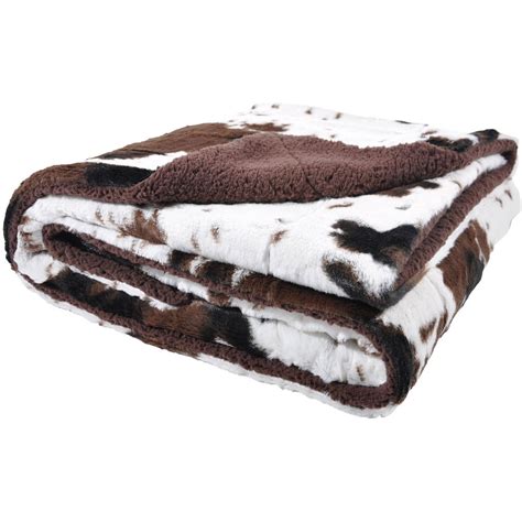 Regal Comfort Sherpa Luxury Throw Western Style 3pc Set Cow Blanket 50x70 Sherpa Throw And 2