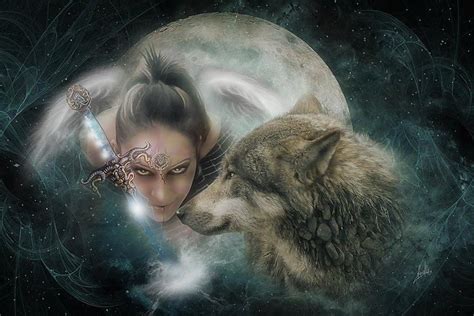 Wolf Moon And Woman Native American Pictures Native American Art
