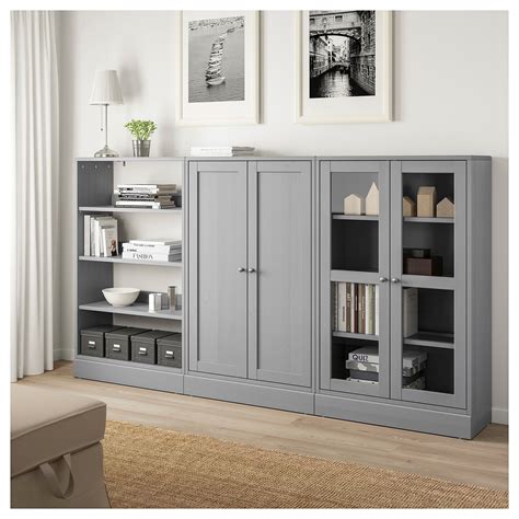 Havsta Storage Combination Wglass Doors Gray 9558x1458x5234