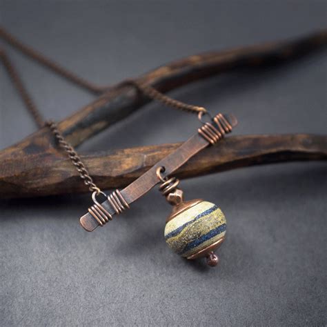 lampwork glass bead necklace matte stones by entre2et7 on etsy