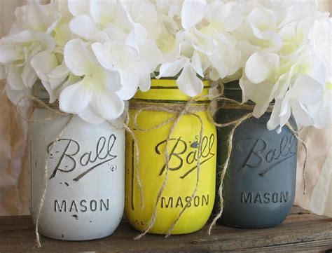 On Sale Now Set Of 3 Pint Mason Jars Painted Mason Jars Etsy