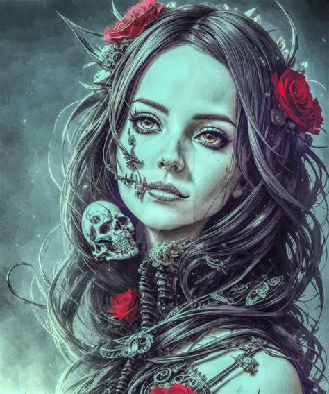 Gothic Roses Craftsmanship Woman Dark Skulls Bones By Sytacdesign On Deviantart