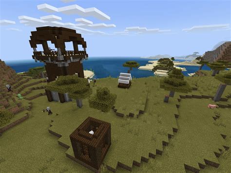 Mcpe Bedrock Village Near Pillager Outpost Seed Minecraft Seeds 14b