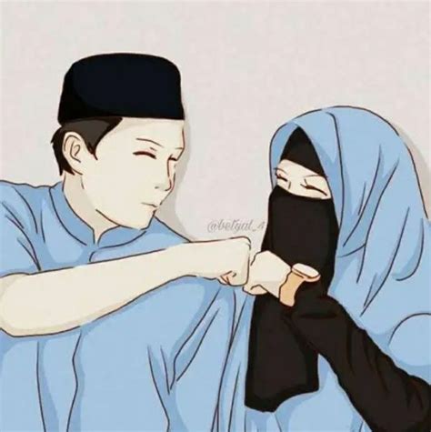 a man in a blue shirt and black head scarf is holding his arm around another person s neck