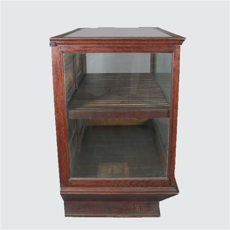 Antique Oak And Glass Country Store Display Cabinet By Sun Mfg Co