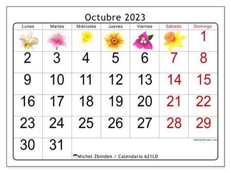 Calendario Octubre De 2023 Para Imprimir “621ld” Michel Zbinden Es