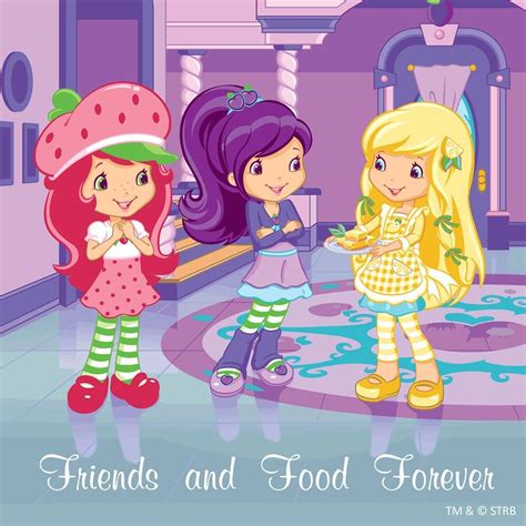 Measures approximately 65 x 90. Friends and Food Forever | Strawberry shortcake, Blue ...
